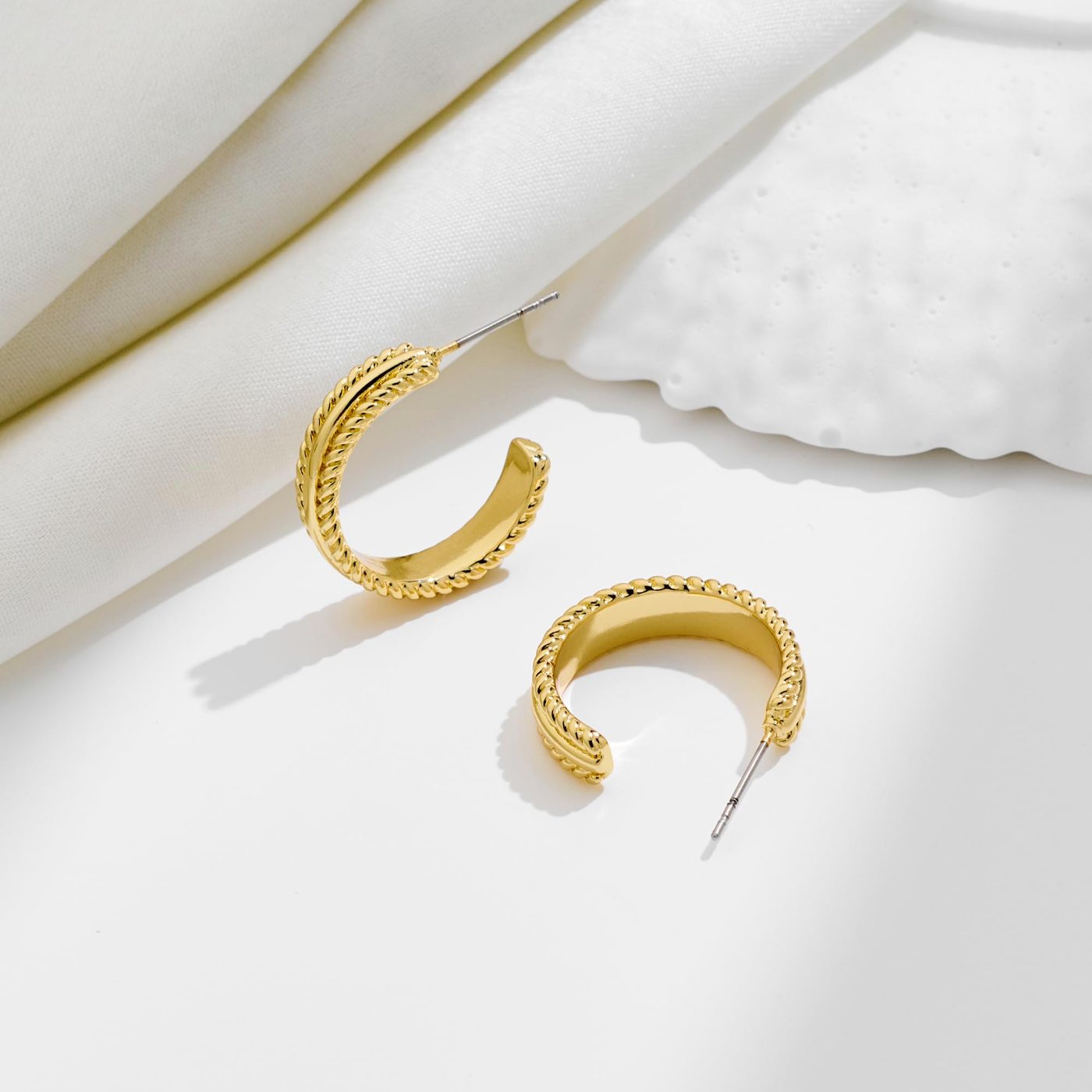 YUJIE Twisted Rope Hoops, Gold Tone, view 6