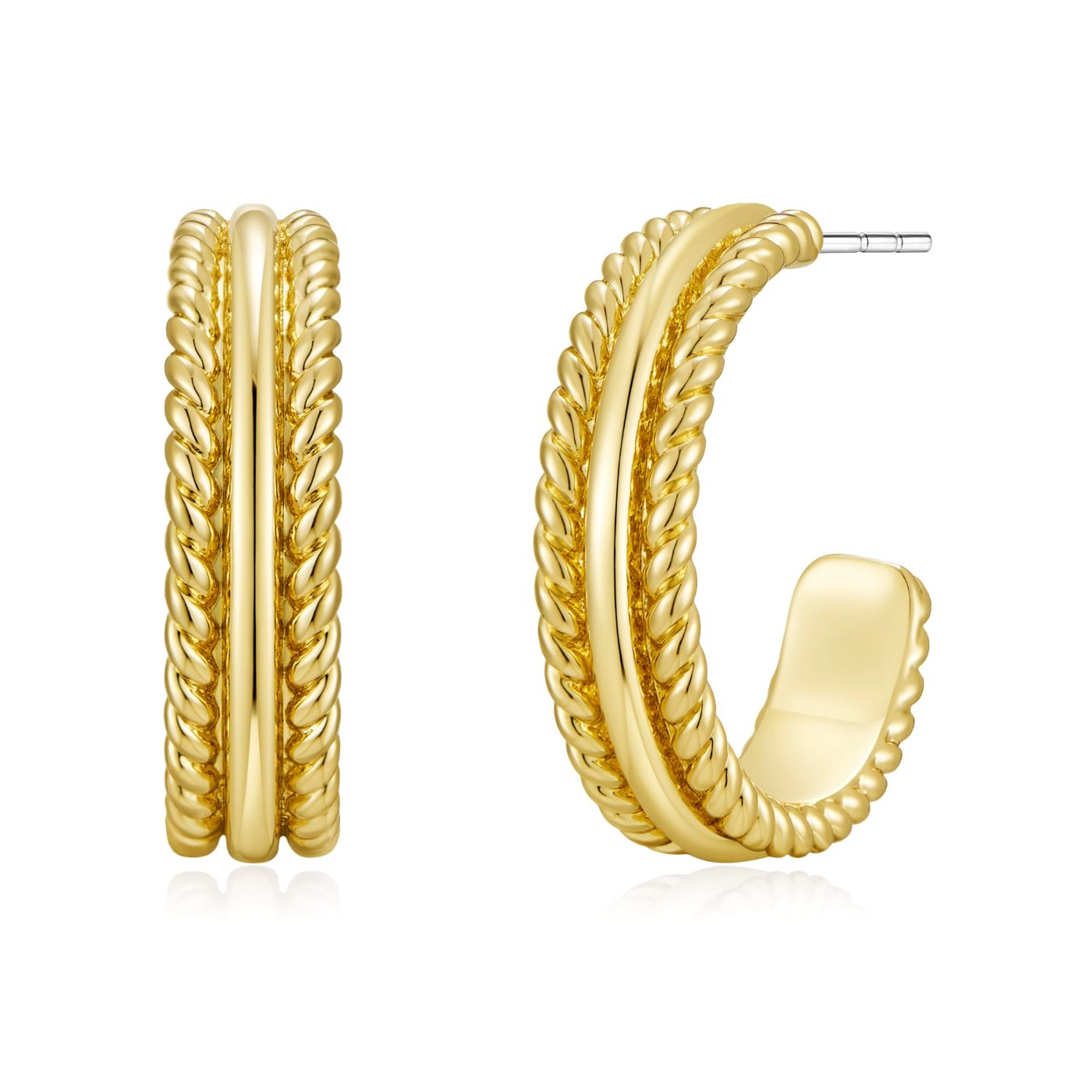 YUJIE Twisted Rope Hoops, Gold Tone, gold tone