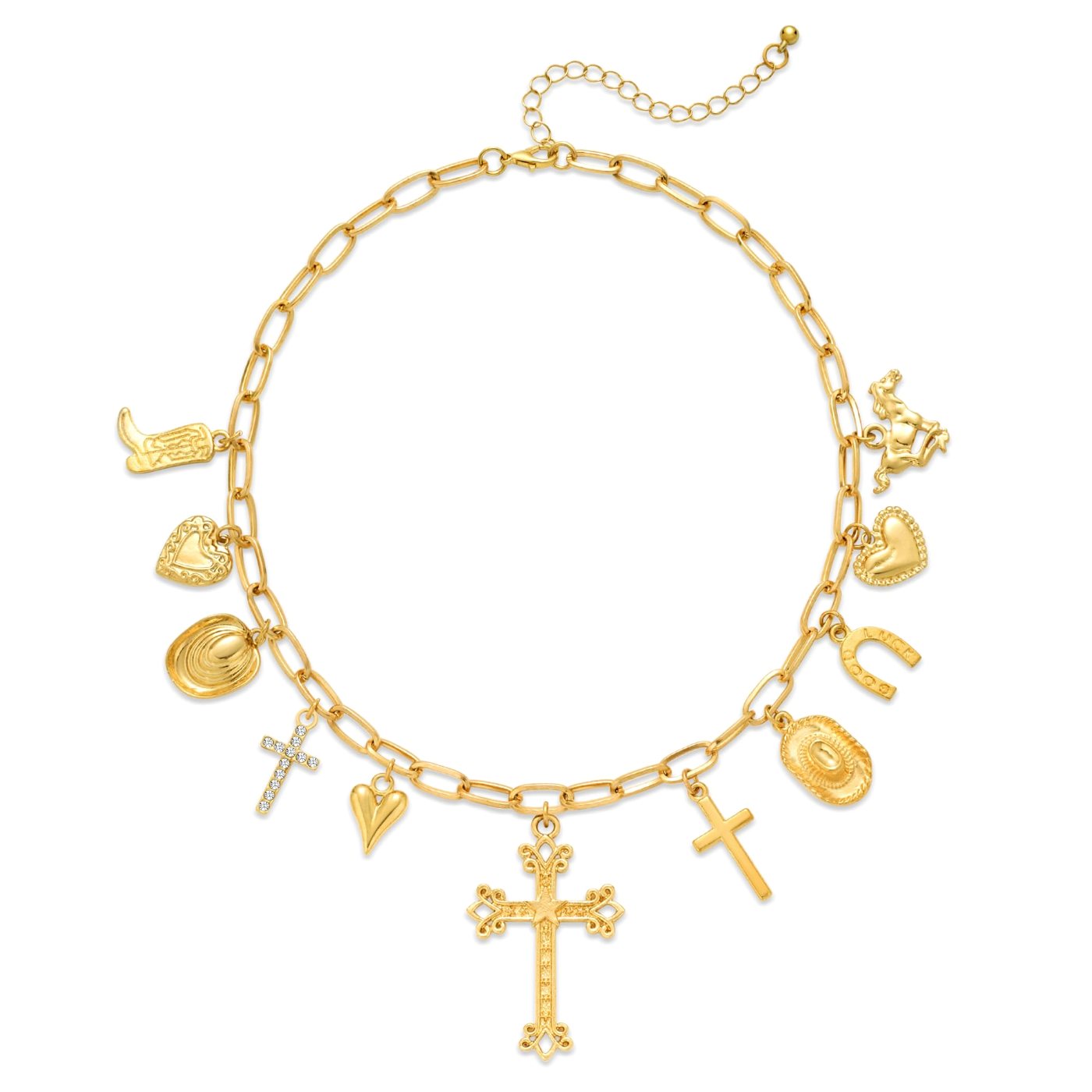 YUJIE Western Charm Necklace, gold tone